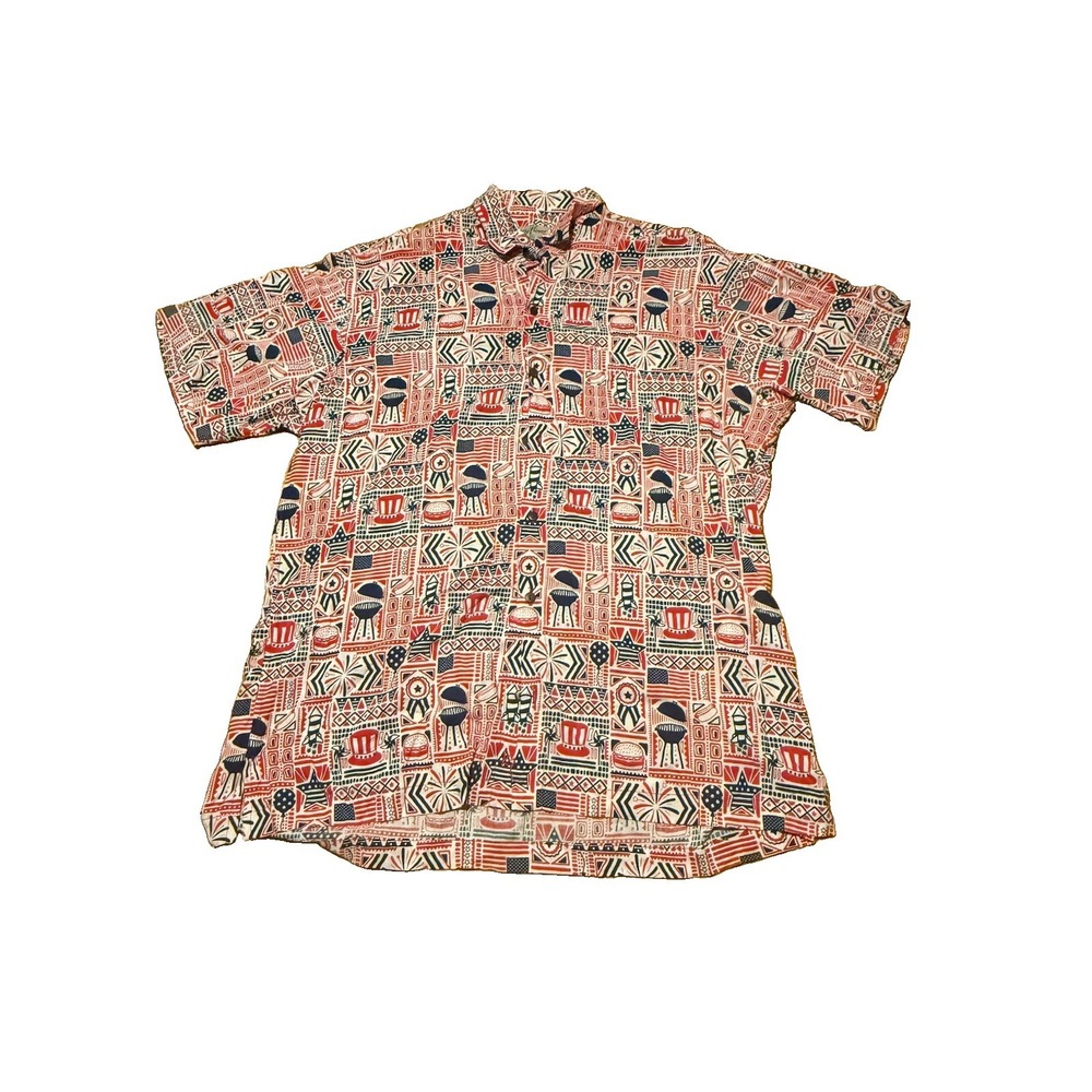 Kenny Flowers Shirt Mens XL Limited Edition Party BBQ 4th Short Sleeve Button Up